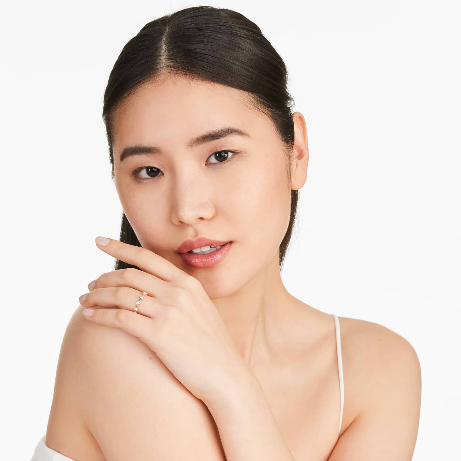 Alternating Bead And Cushion Cut Bezel Set Diamond Ring In 14K Rose Gold