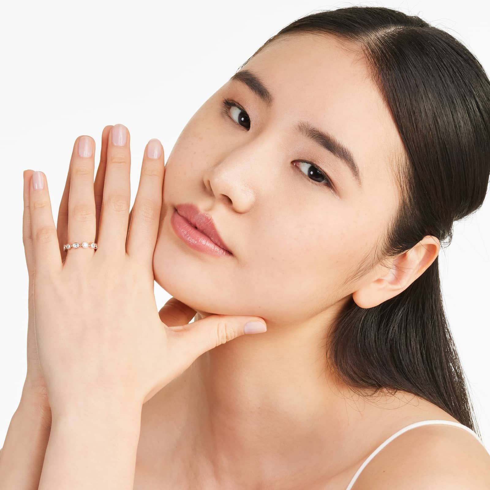 Alternating Bead And Cushion Cut Bezel Set Diamond Ring In 14K Rose Gold