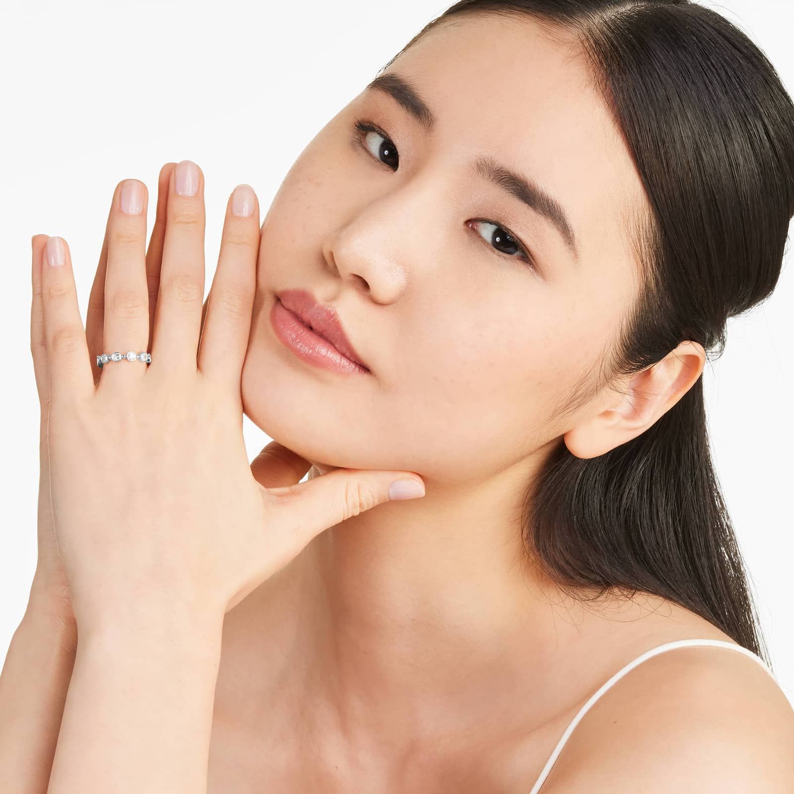 Alternating Bead And Cushion Cut Bezel Set Diamond Ring In 14K White Gold