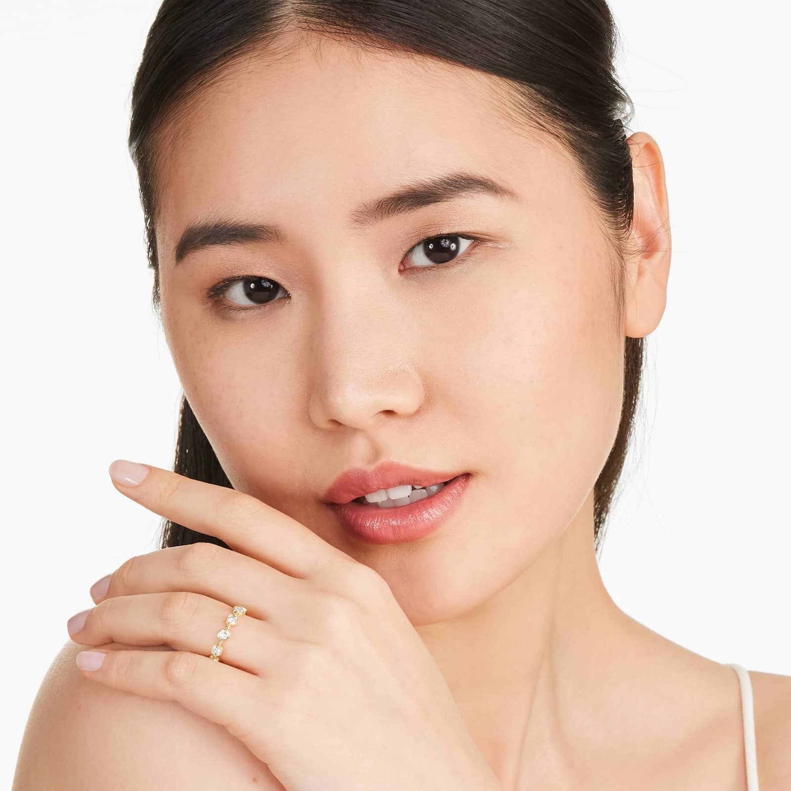 Alternating Bead And Cushion Cut Bezel Set Diamond Ring In 14K Yellow Gold