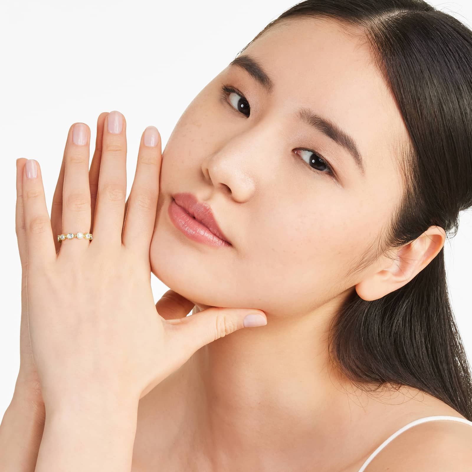 Alternating Bead And Cushion Cut Bezel Set Diamond Ring In 14K Yellow Gold