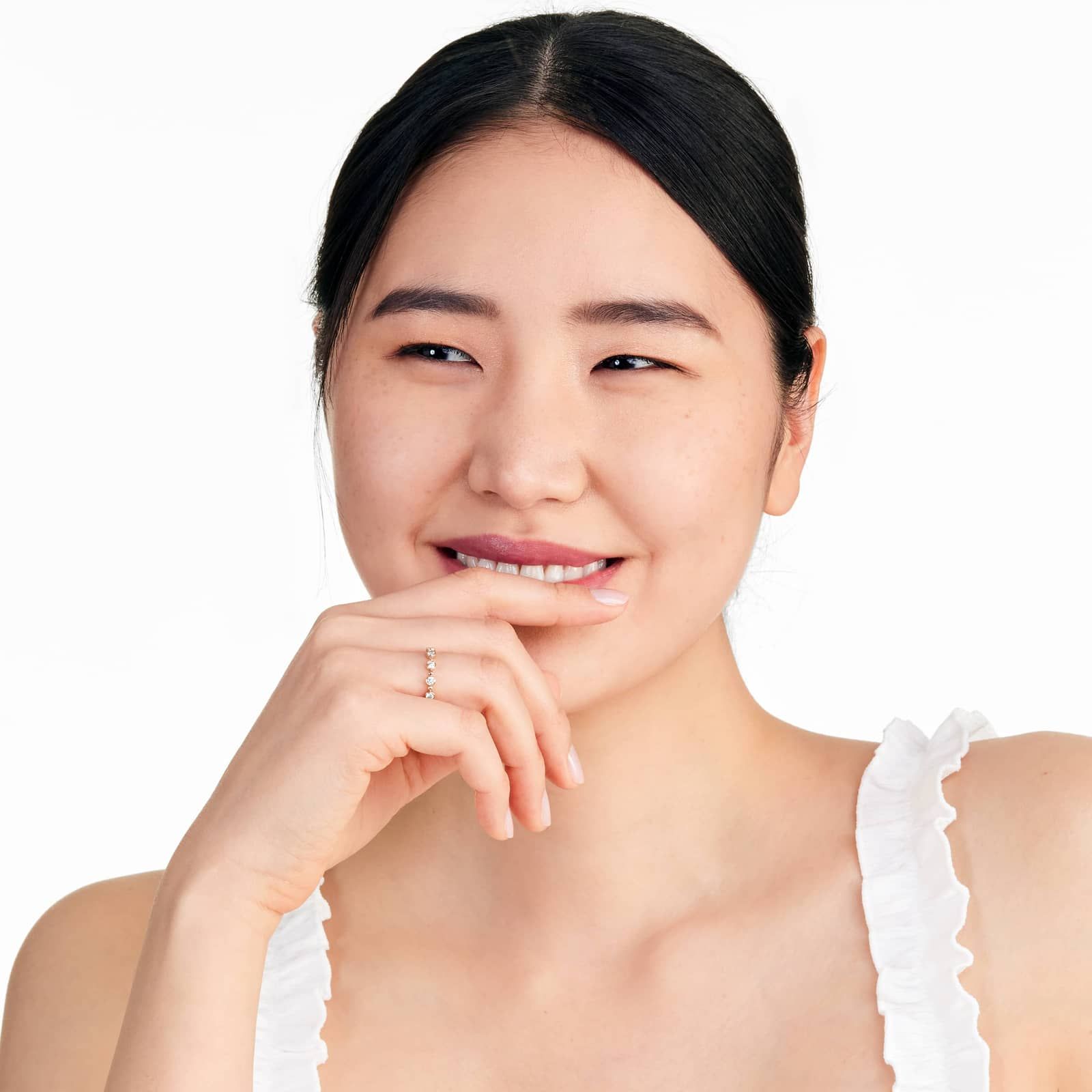 Alternating Bead And Round Bezel Set Diamond Ring In 14K Rose Gold