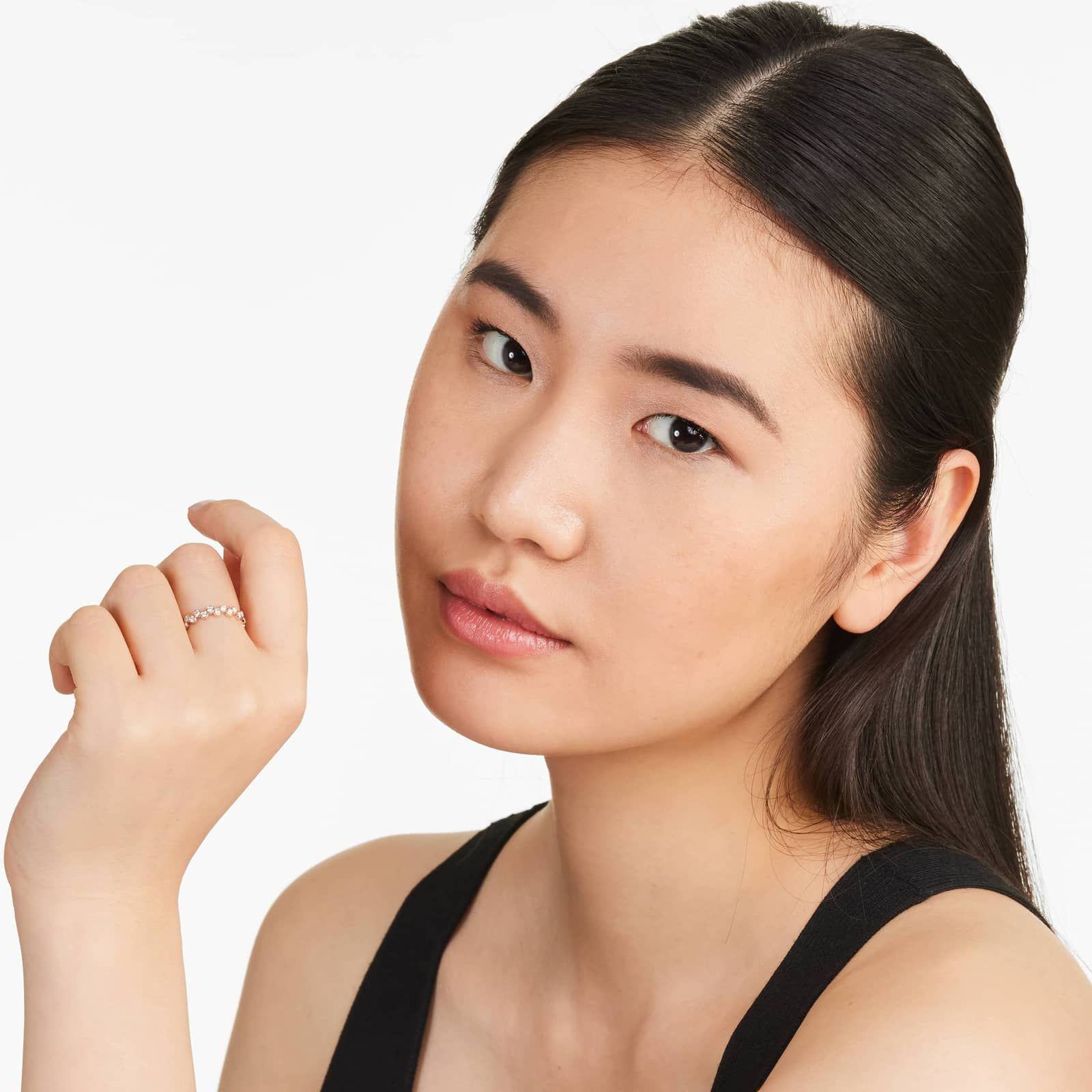 Crease Round Diamond Ring In 14K Rose Gold