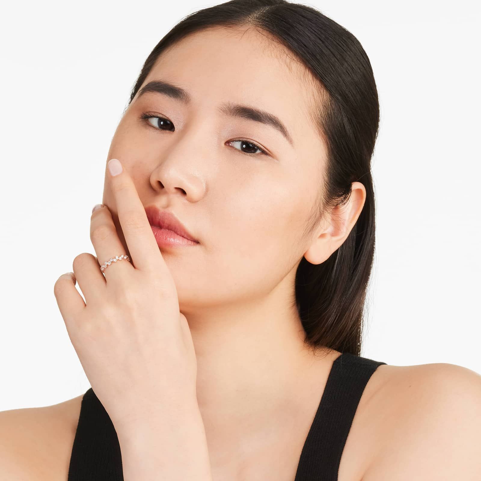 Crease Round Diamond Ring In 14K Rose Gold