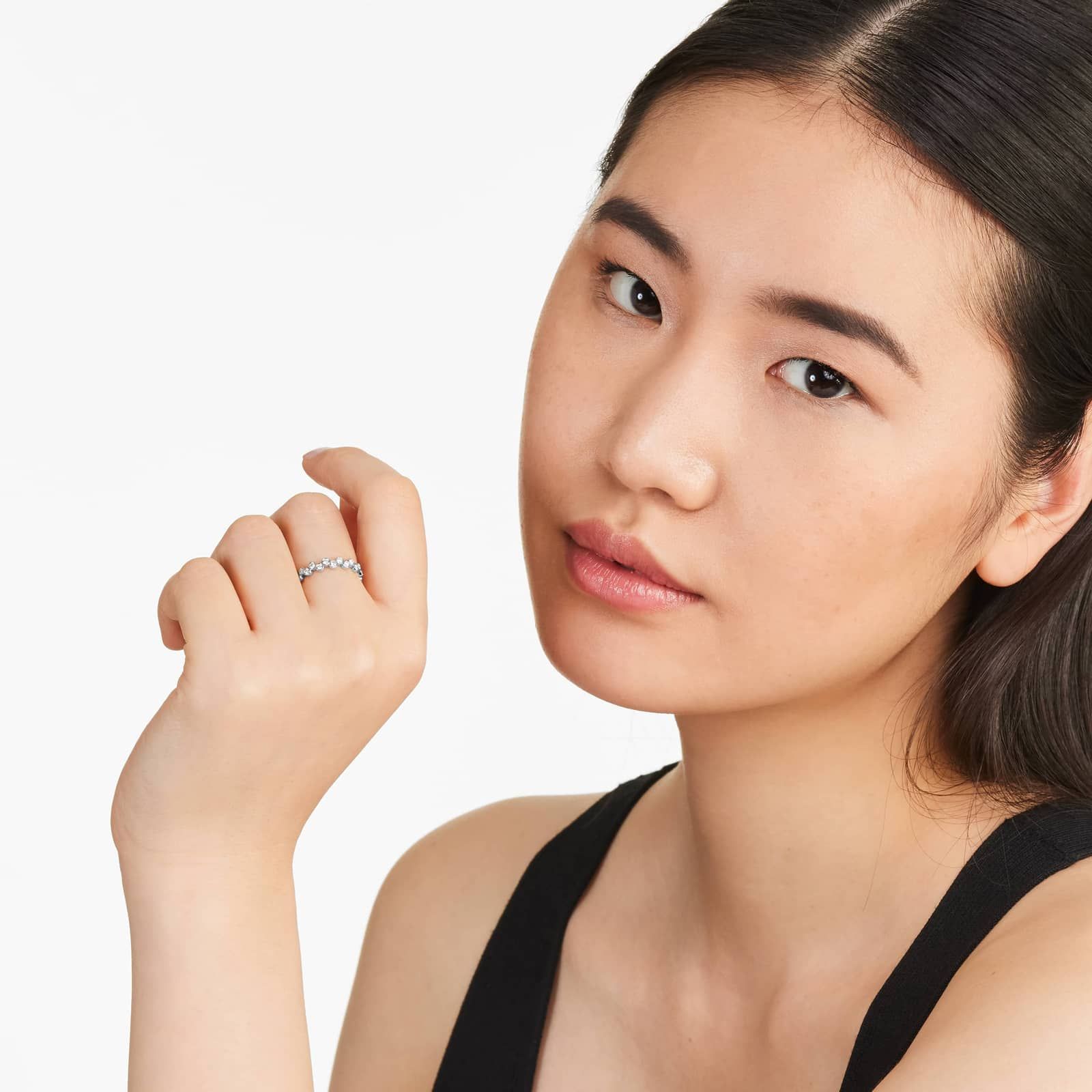 Crease Round Diamond Ring In 14K White Gold