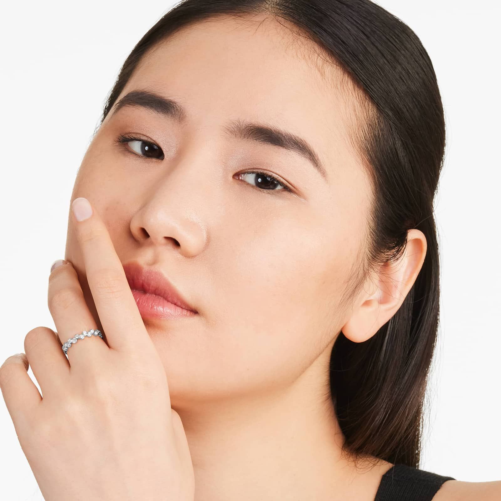 Crease Round Diamond Ring In 14K White Gold