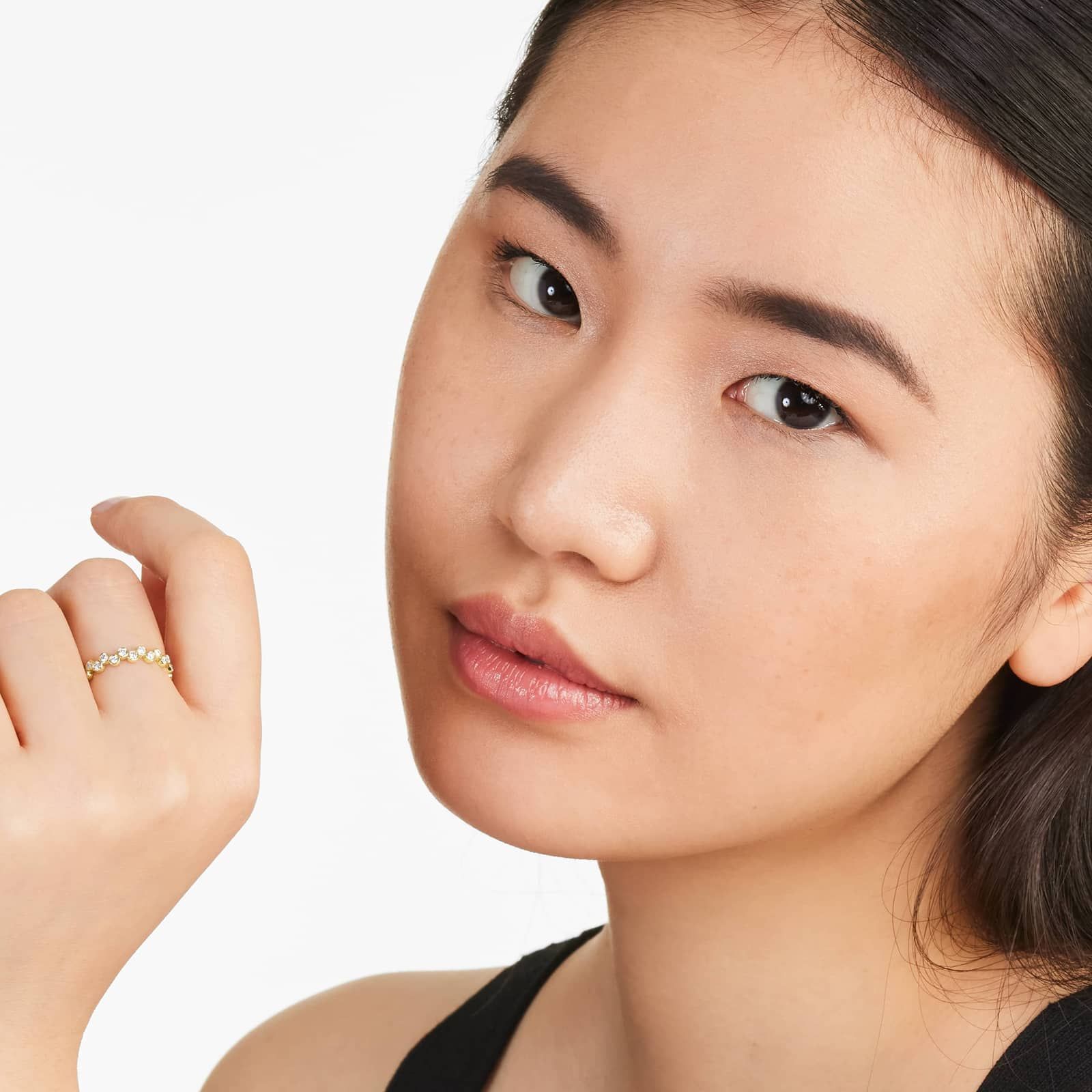 Crease Round Diamond Ring In 14K Yellow Gold