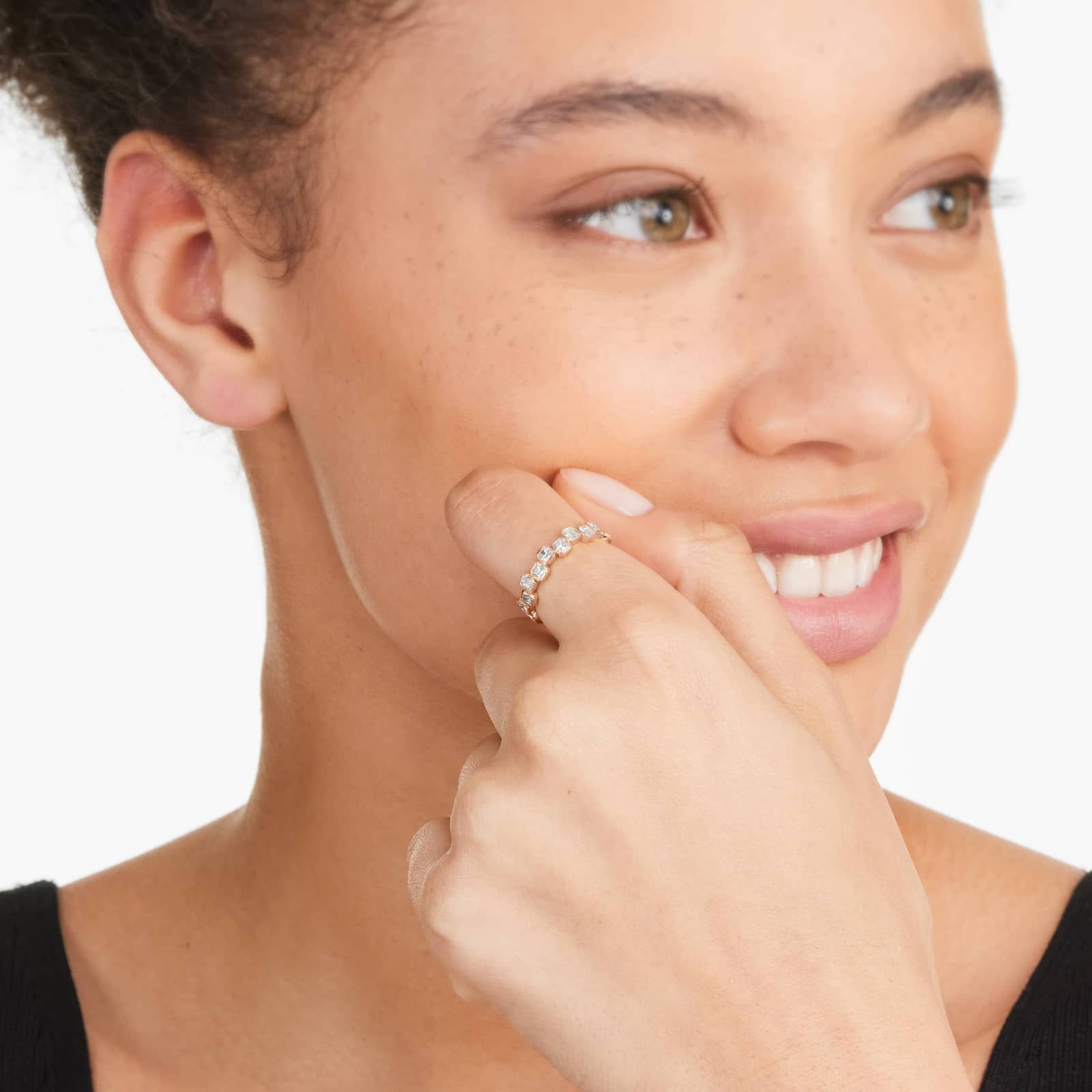 Crease Asscher Cut Diamond Ring In 14K Rose Gold