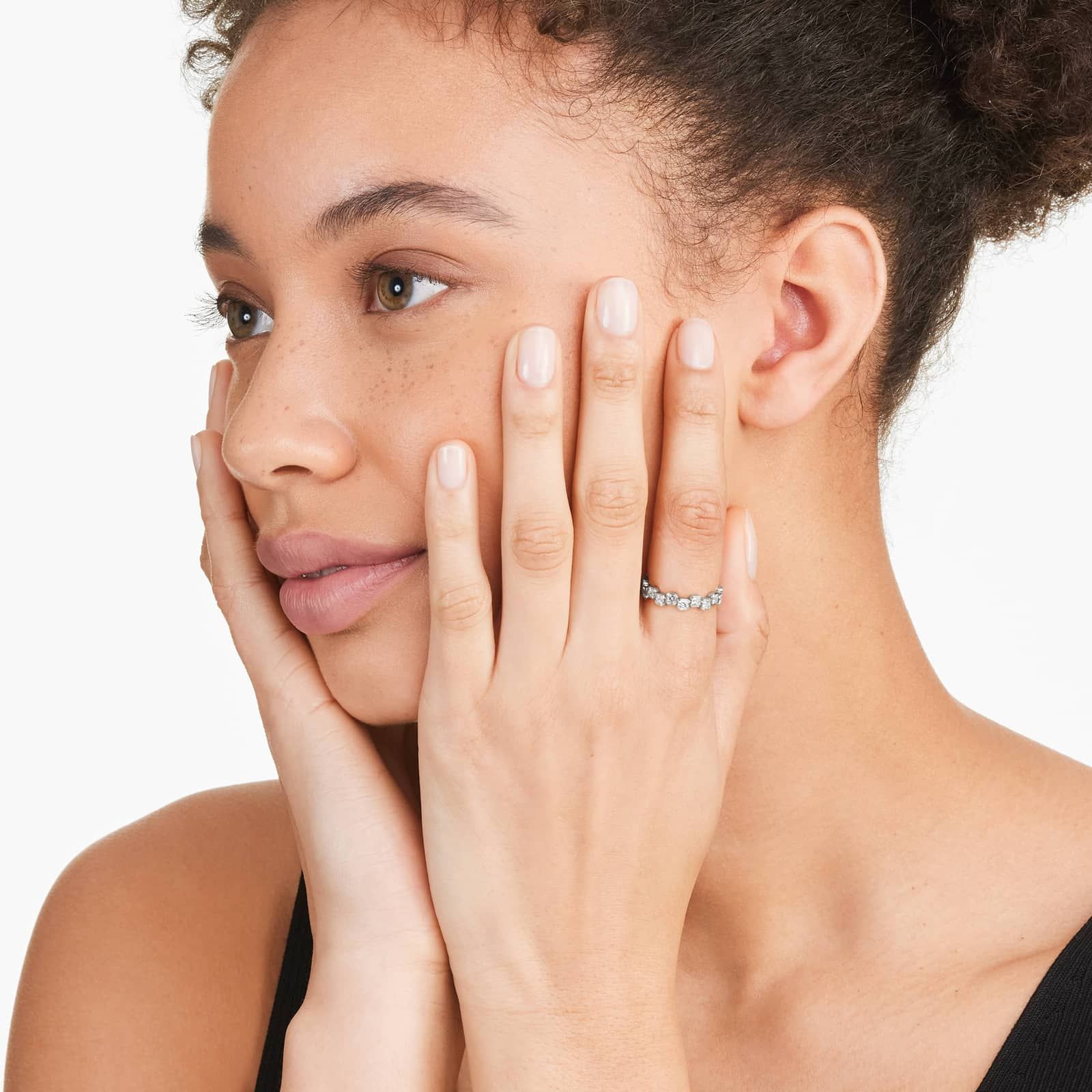 Crease Asscher Cut Diamond Ring In 14K White Gold