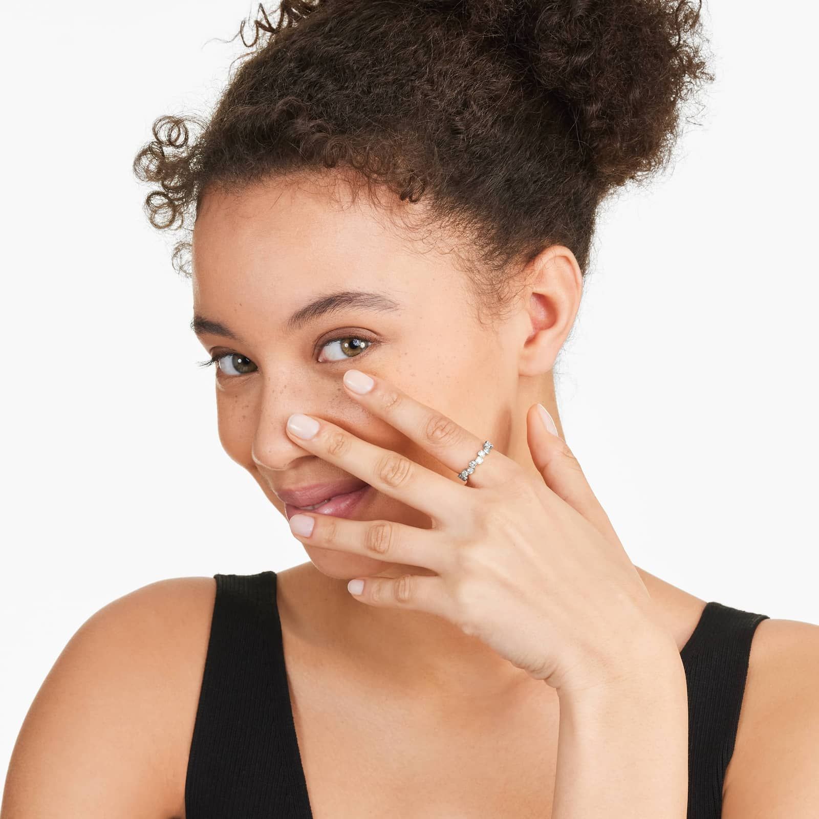 Crease Asscher Cut Diamond Ring In 14K White Gold