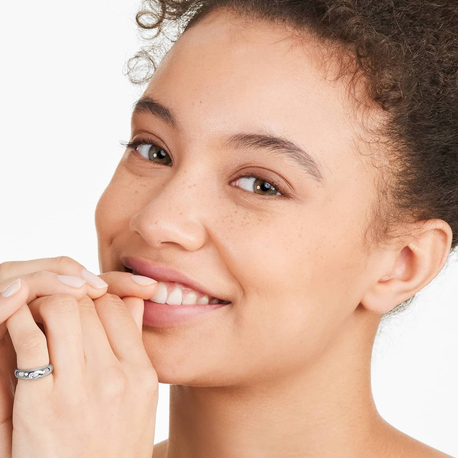 Pear Shape Diamond Dome Ring In 14K White Gold