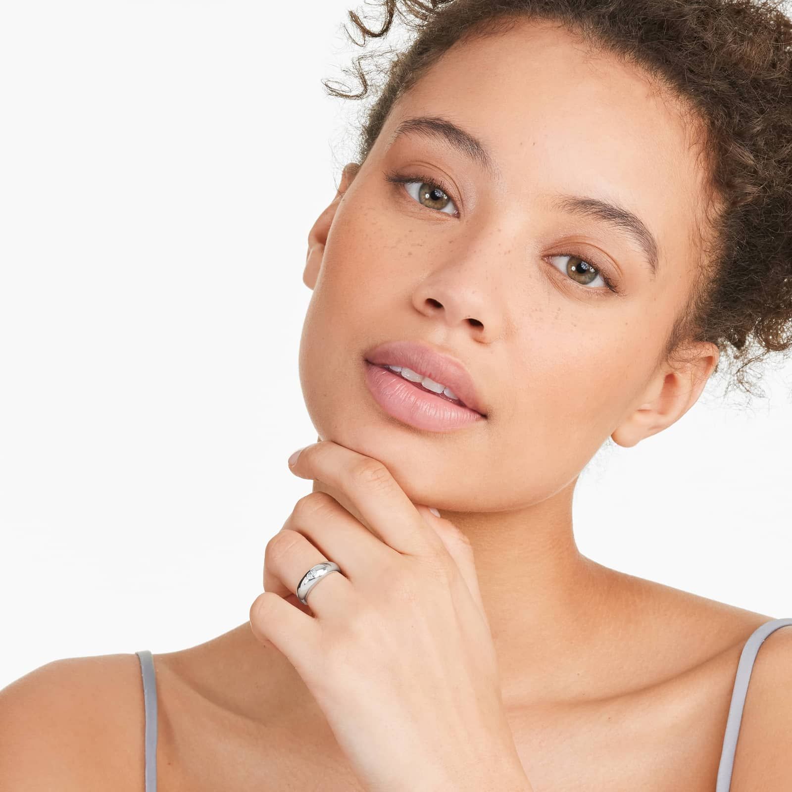 Oval Cut Diamond Dome Ring In 14K White Gold