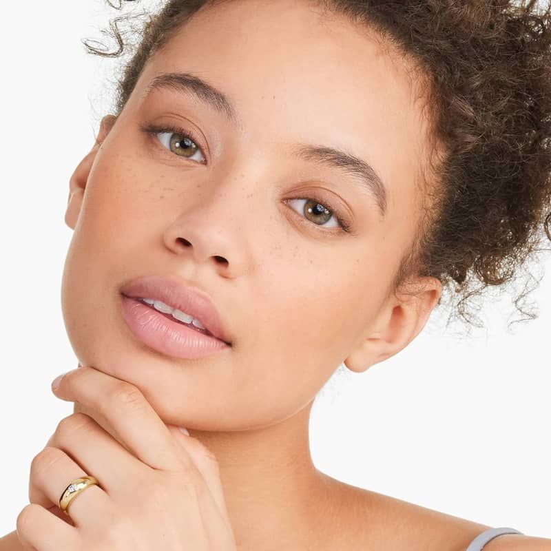 Oval Cut Diamond Dome Ring In 14K Yellow Gold