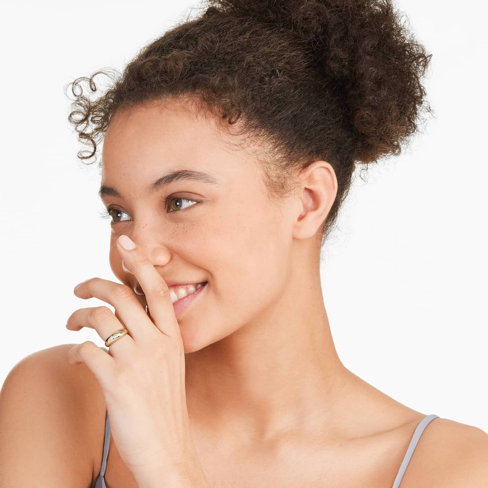 Oval Cut Diamond Dome Ring In 14K Yellow Gold