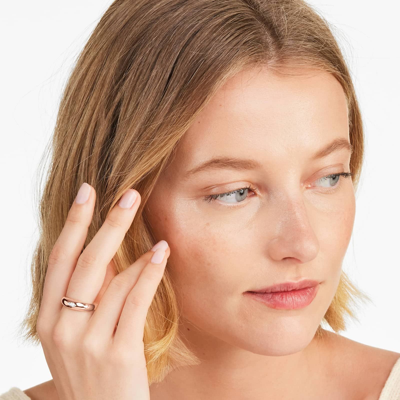 Marquise Cut Diamond Dome Ring In 14K Rose Gold