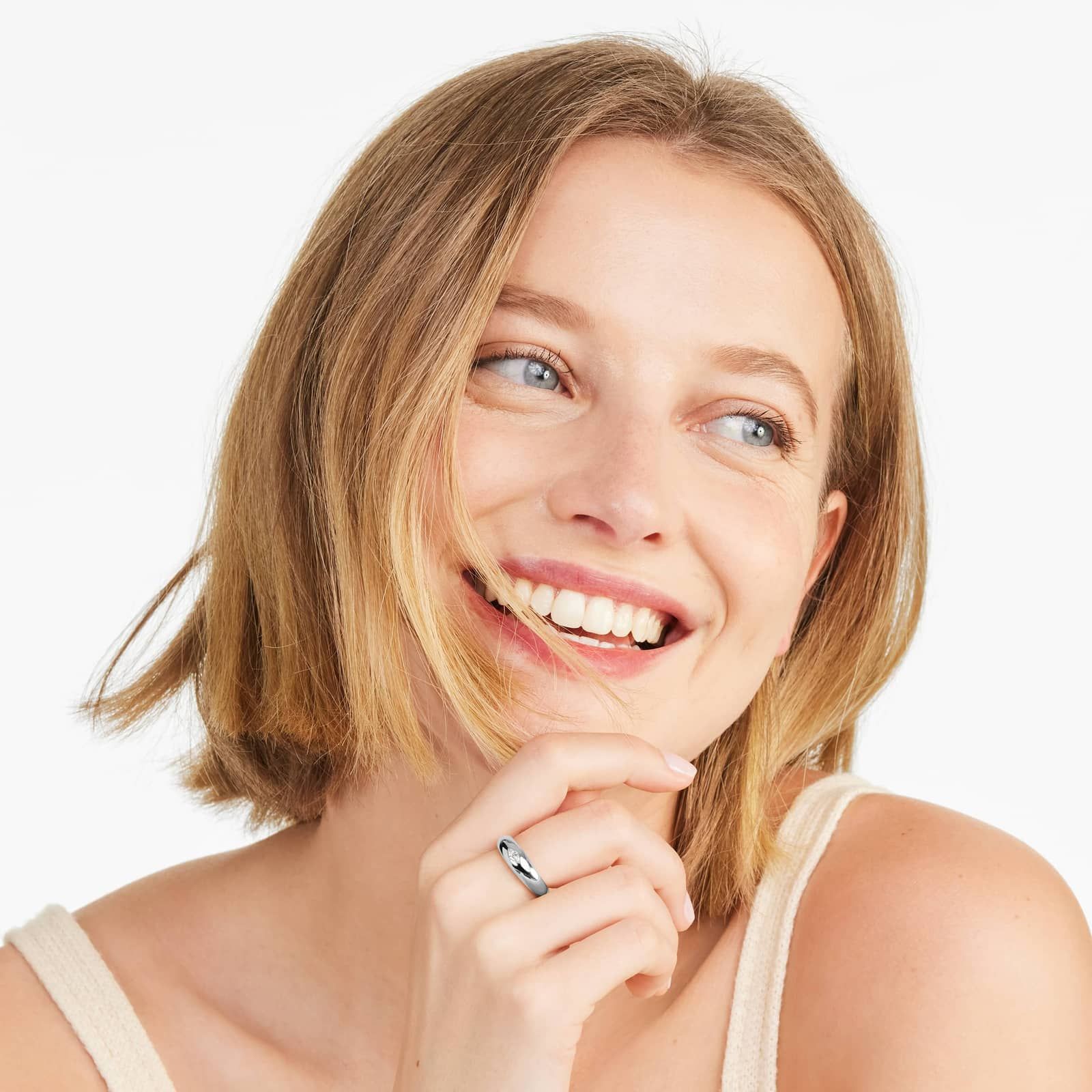 Marquise Cut Diamond Dome Ring In 14K White Gold