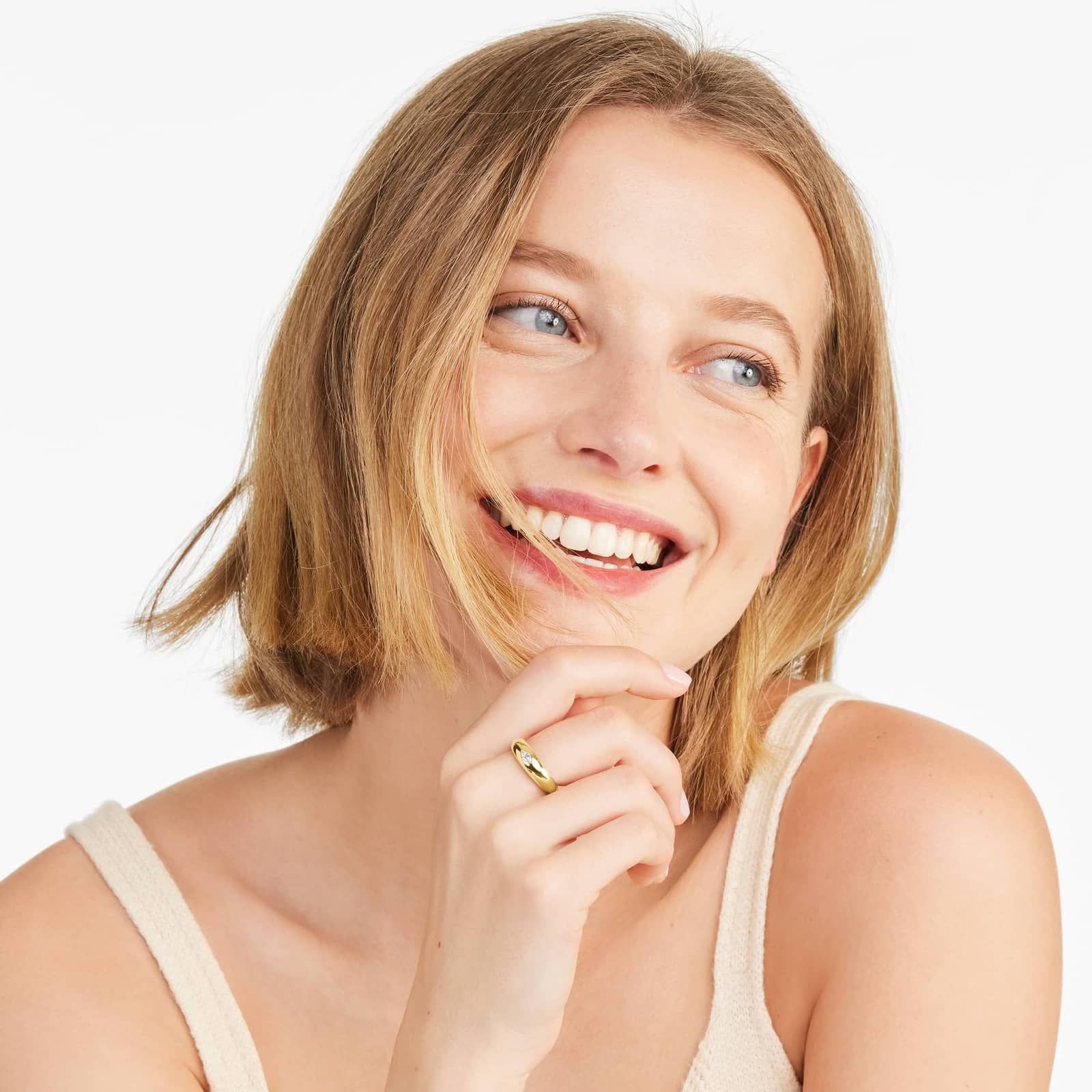 Marquise Cut Diamond Dome Ring In 14K Yellow Gold