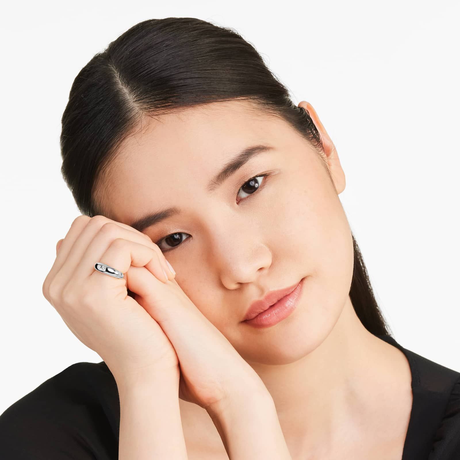 Asscher Cut Diamond Dome Ring In 14K White Gold