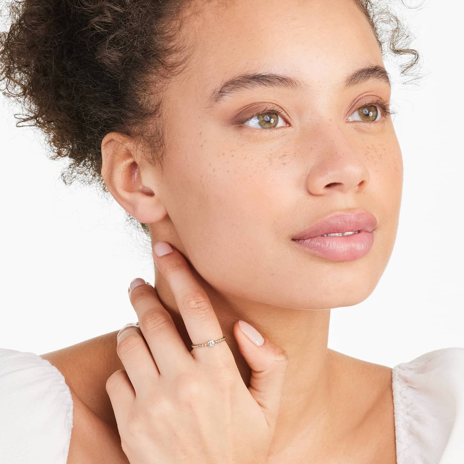 Asscher Cut Diamond Solitaire Cable Ring In 14K Yellow Gold