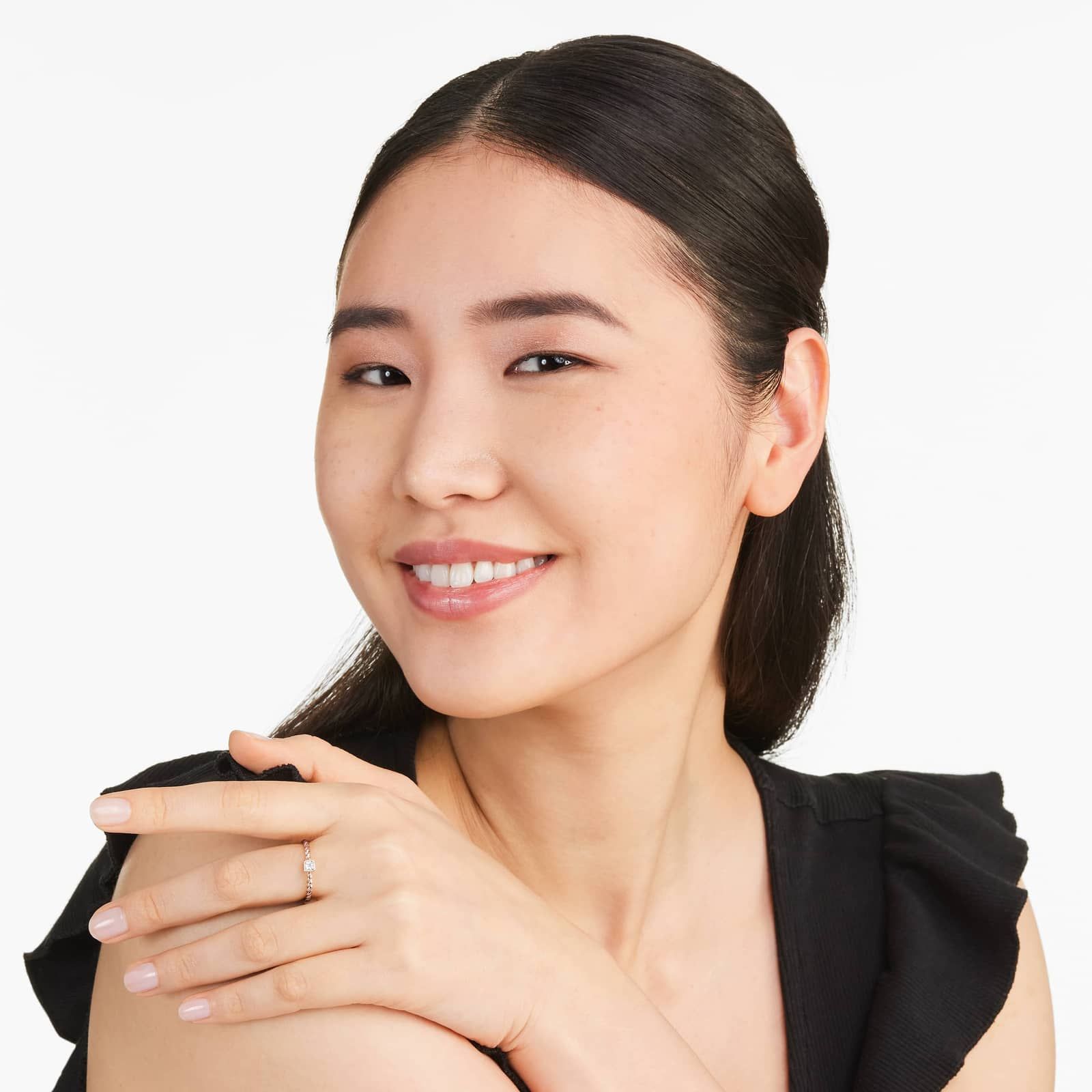 Princess Cut Diamond Solitaire Cable Ring In 14K Rose Gold