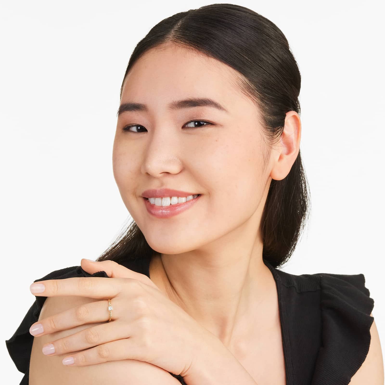 Princess Cut Diamond Solitaire Cable Ring In 14K Yellow Gold