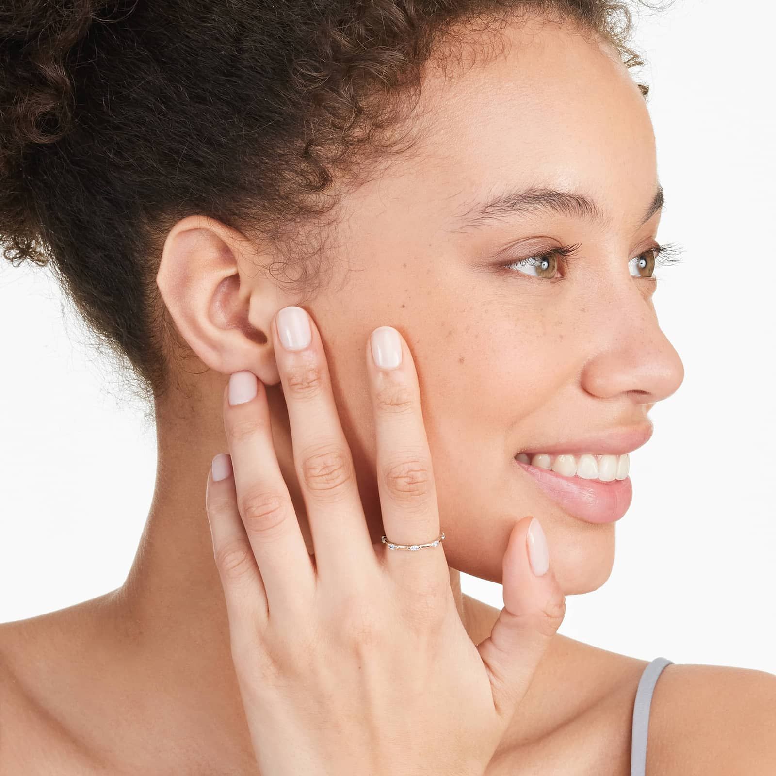 Marquise Cut Diamond Station Ring In 14K Rose Gold