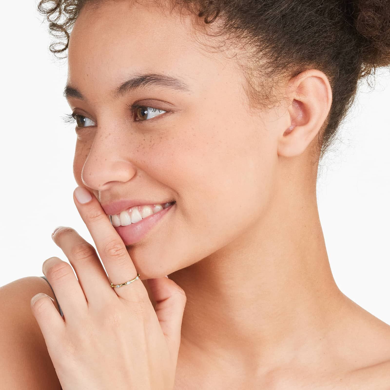 Marquise Cut Diamond Station Ring In 14K Yellow Gold