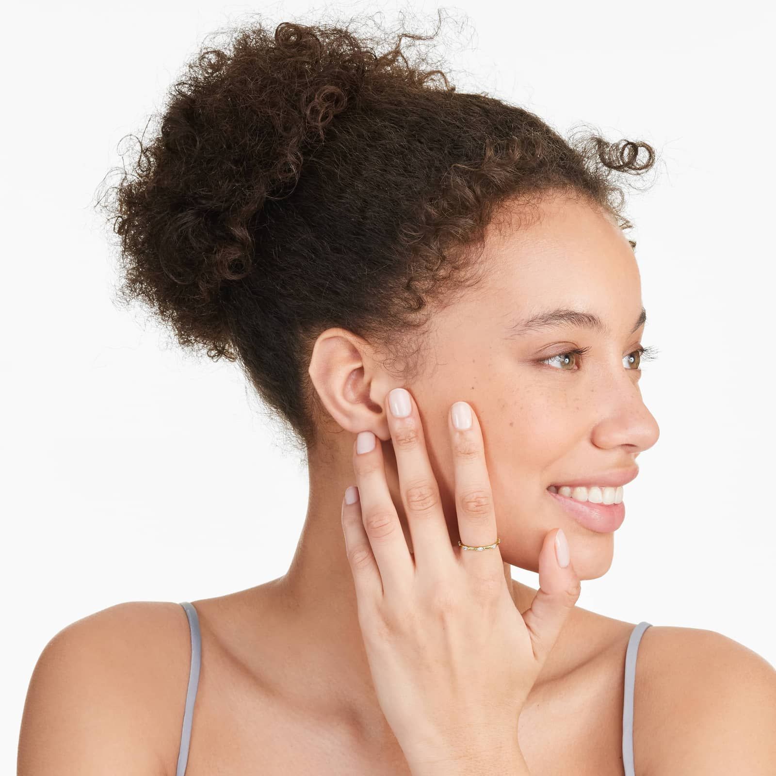 Marquise Cut Diamond Station Ring In 14K Yellow Gold