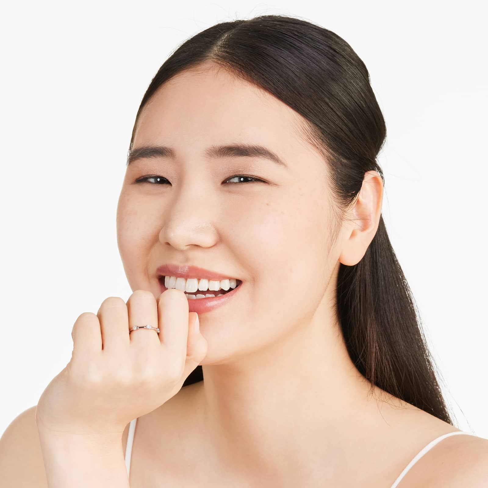 Oval Cut Diamond Station Ring In 14K Rose Gold