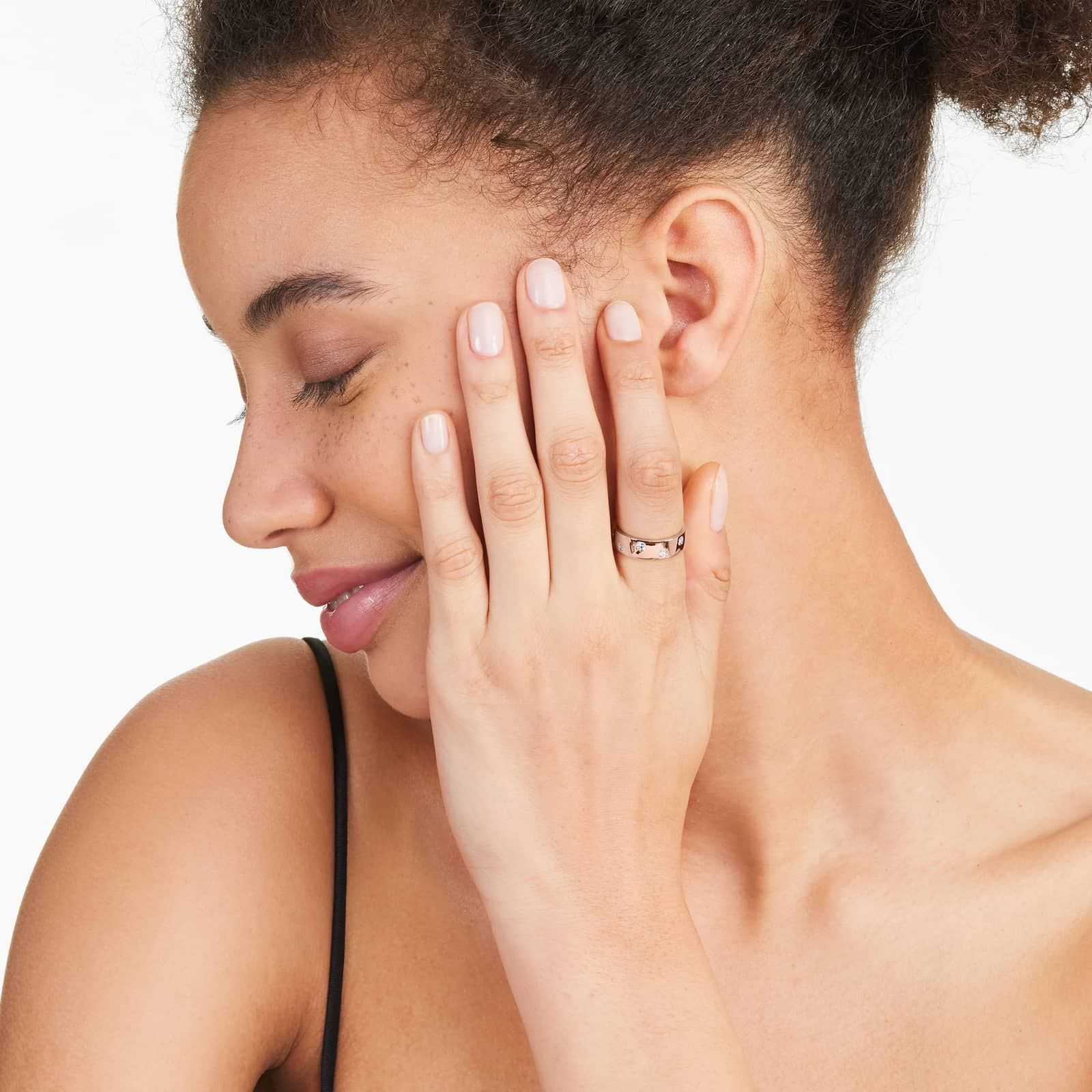 Scattered Asscher Cut Diamond Ring In 14K Rose Gold