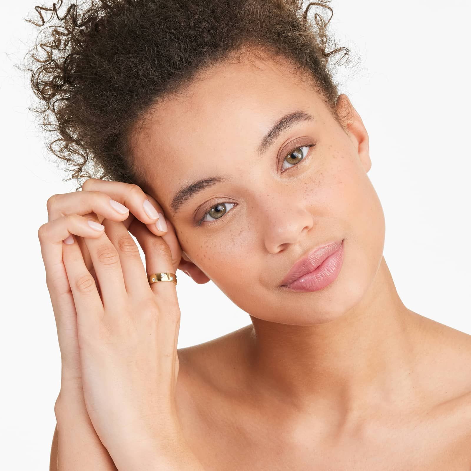 Scattered Asscher Cut Diamond Ring In 14K Yellow Gold