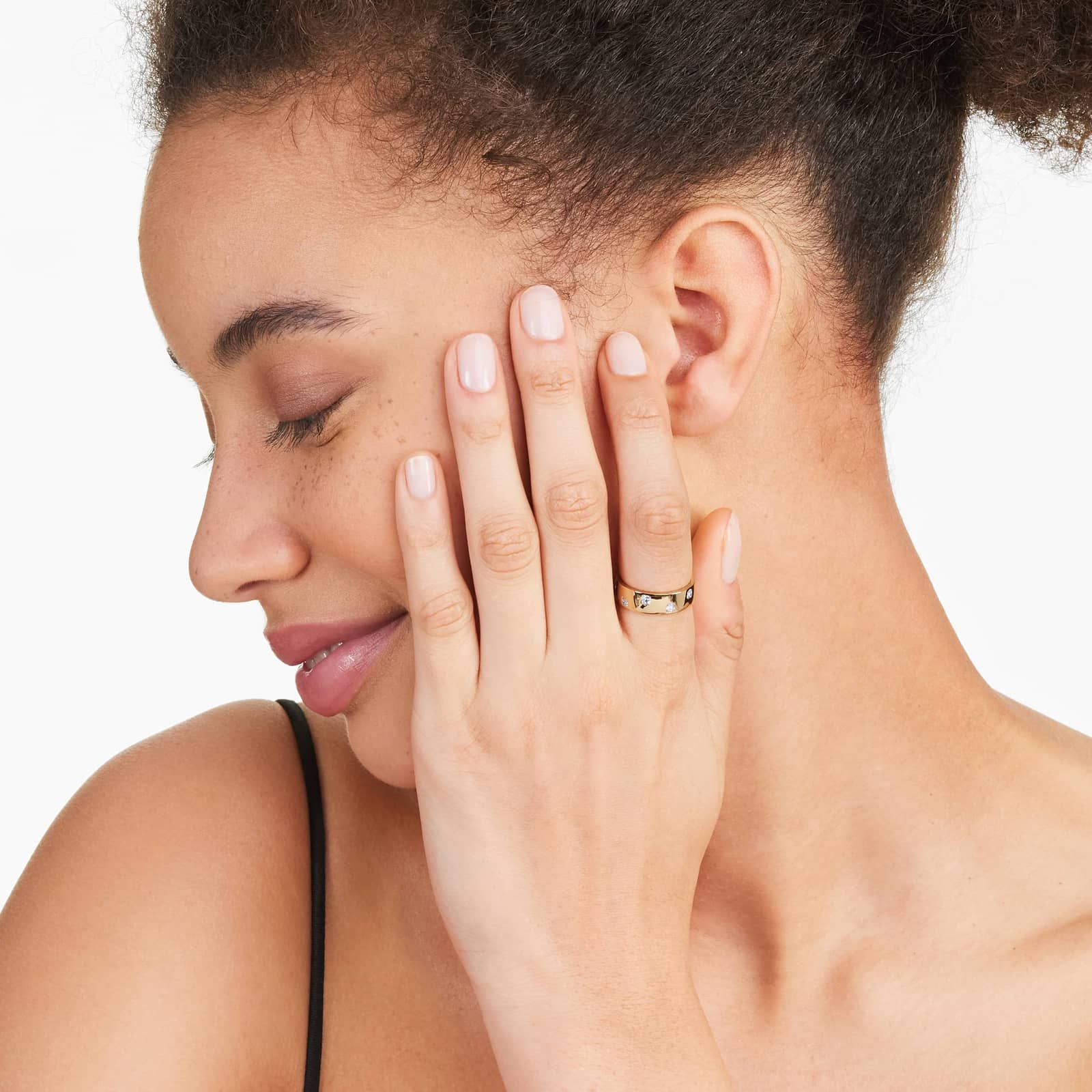 Scattered Asscher Cut Diamond Ring In 14K Yellow Gold