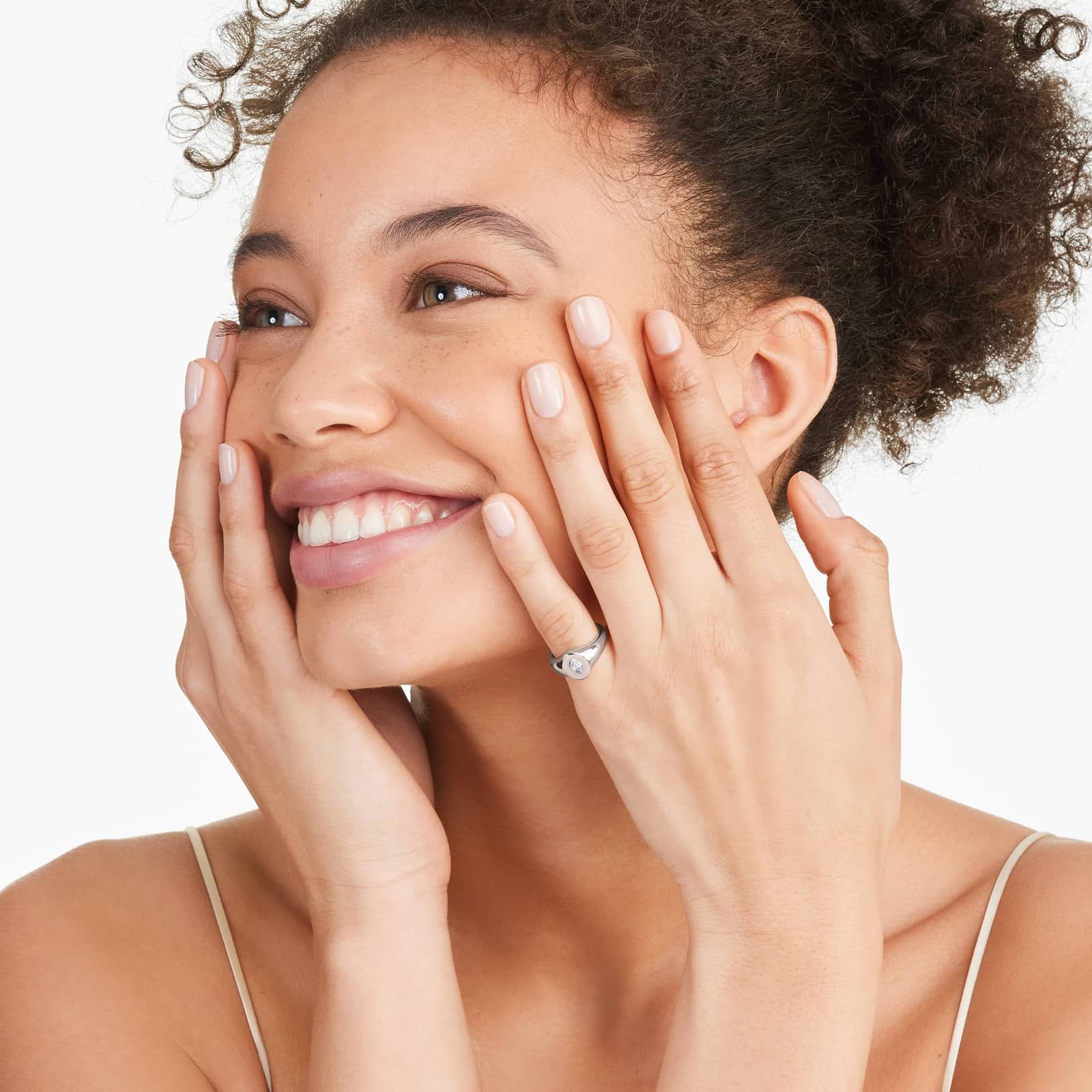 Marquise Cut Diamond Signet Ring In 14K White Gold