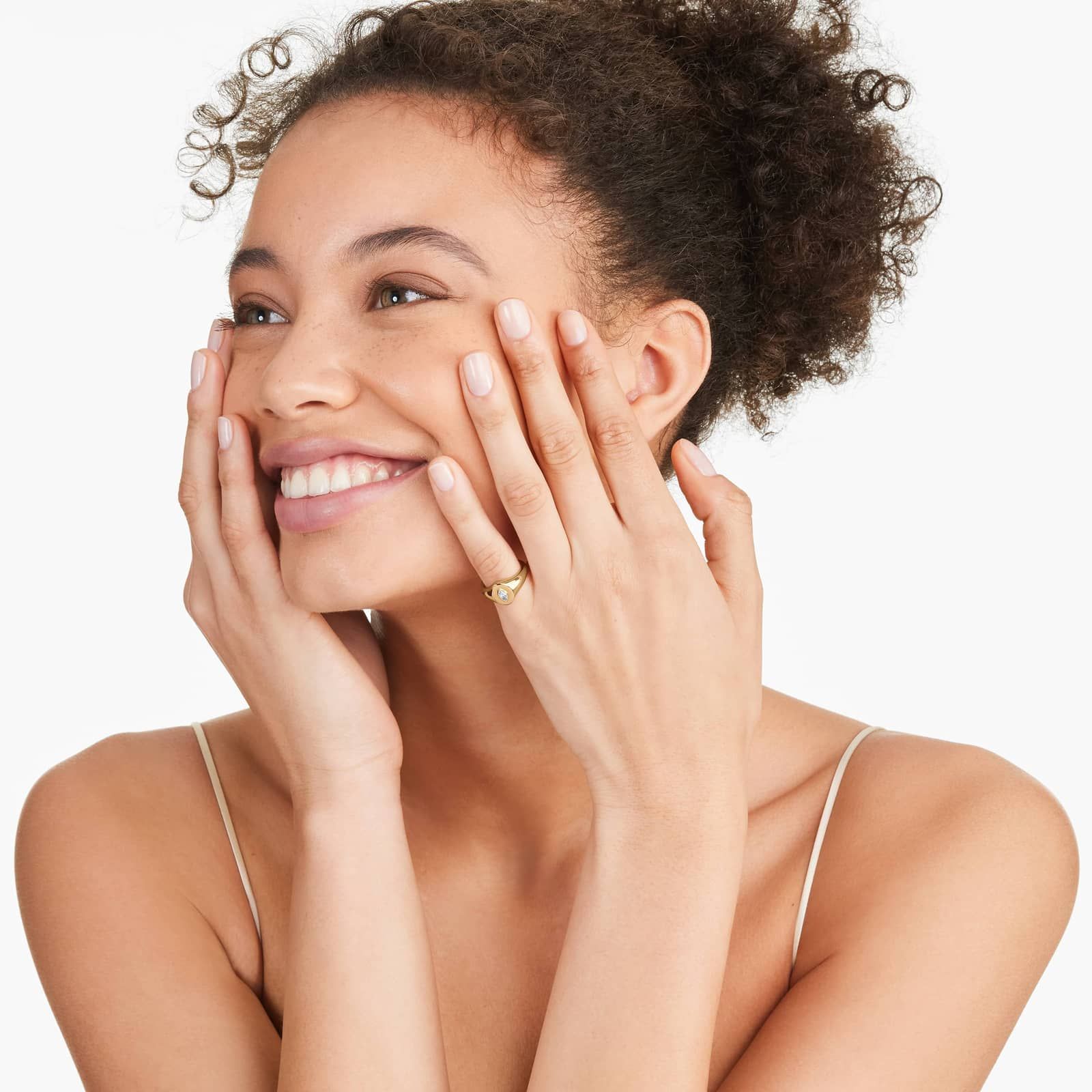 Marquise Cut Diamond Signet Ring In 14K Yellow Gold