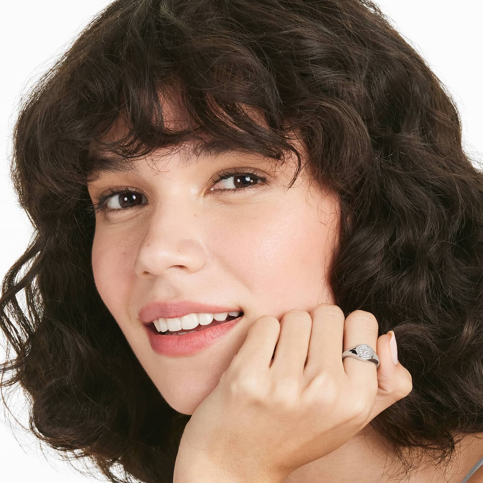 Diamond G Initial Signet Ring In 14K White Gold