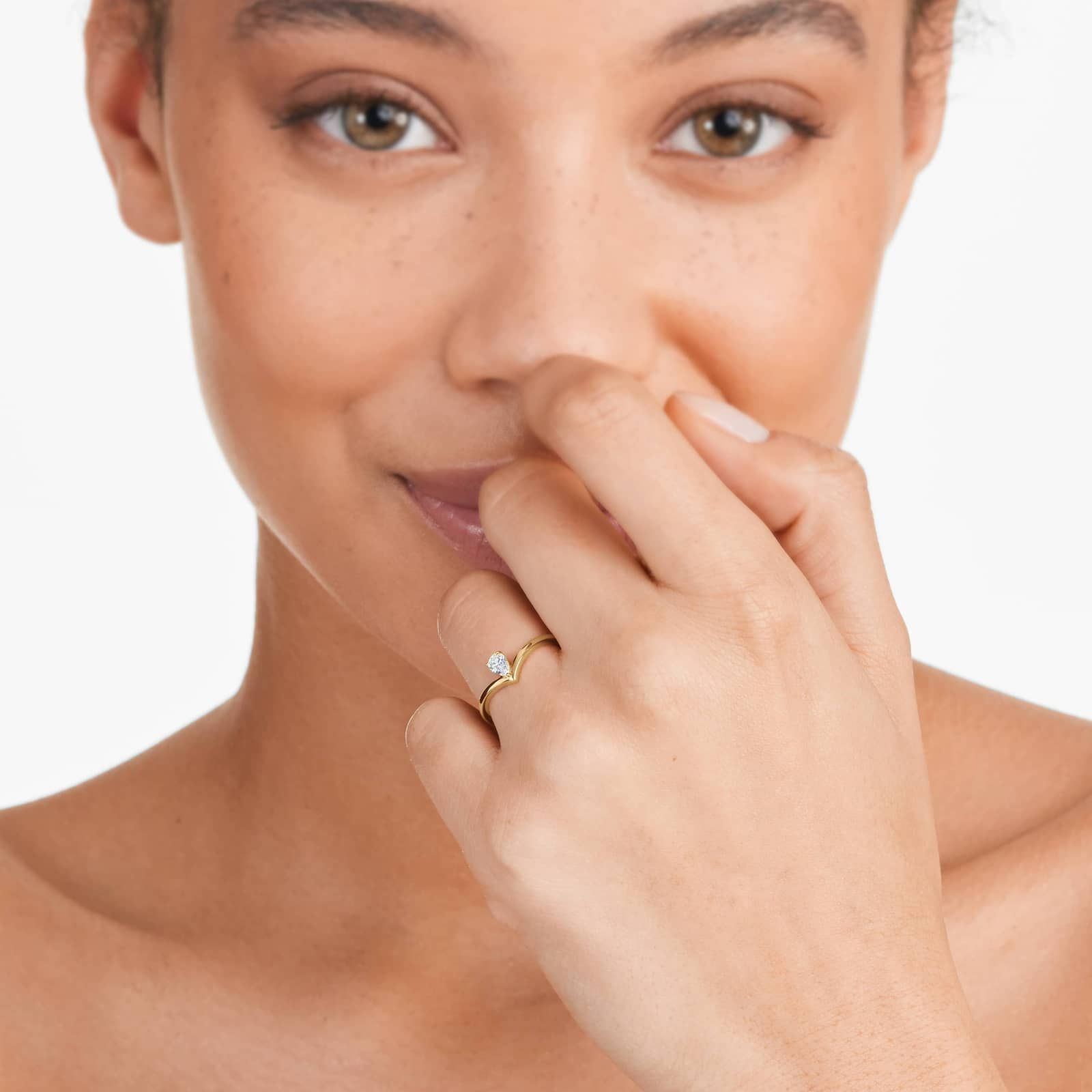 Pear Shape Diamond Pinnacle Ring In 14K Yellow Gold