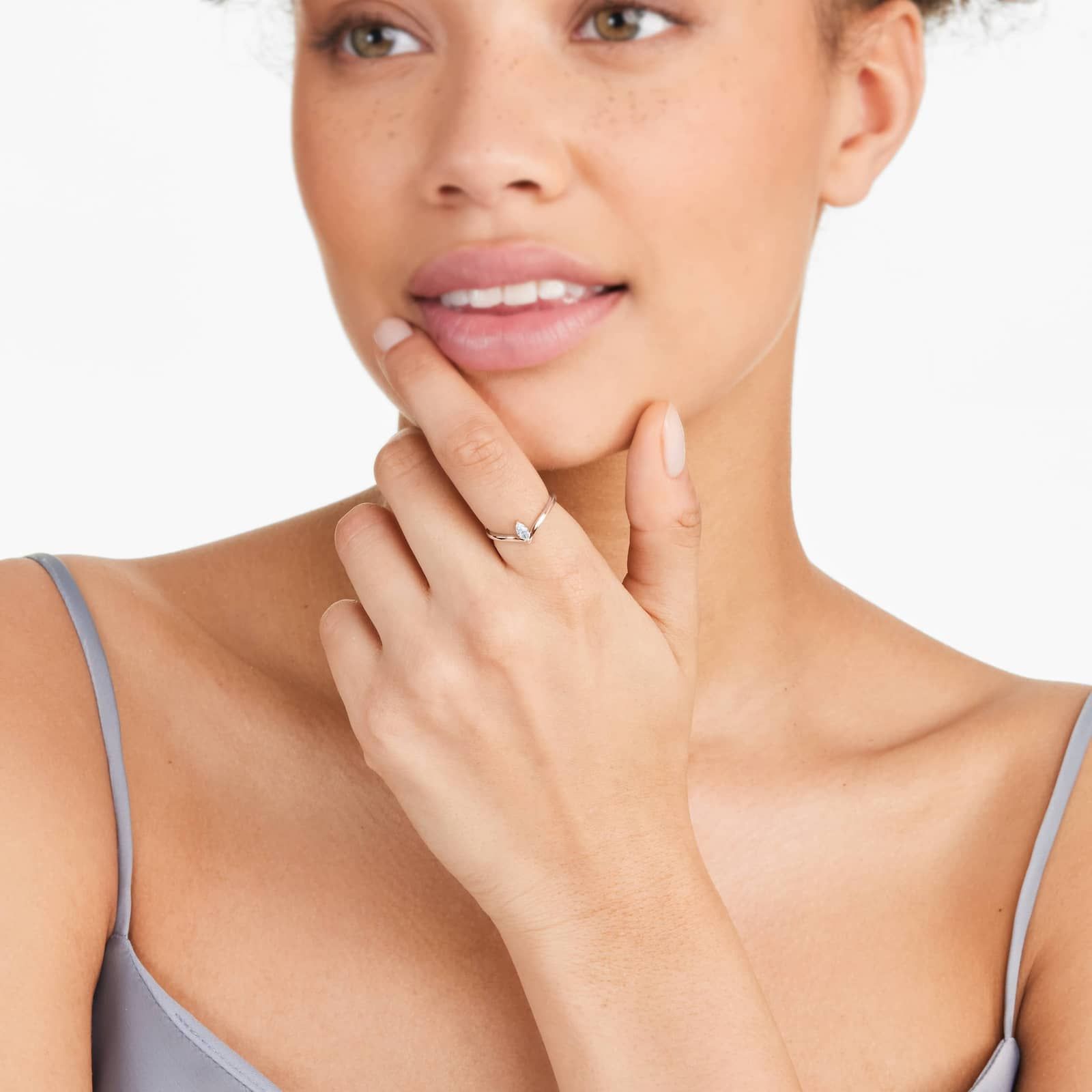 Marquise Cut Diamond Pinnacle Ring In 14K Rose Gold