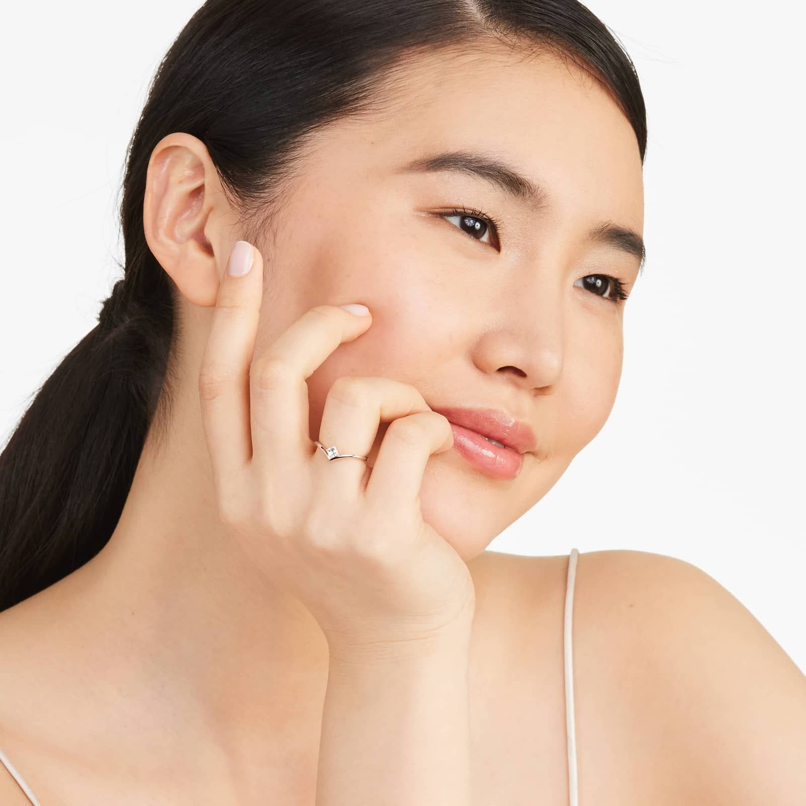 Asscher Cut Diamond Pinnacle Ring In 14K Rose Gold