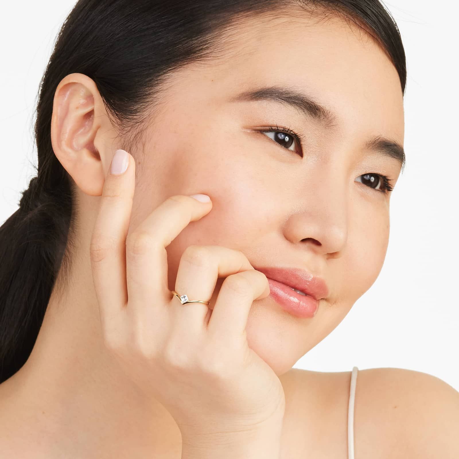 Asscher Cut Diamond Pinnacle Ring In 14K Yellow Gold