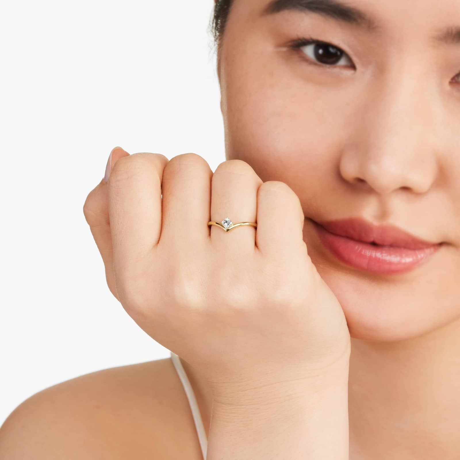 Asscher Cut Diamond Pinnacle Ring In 14K Yellow Gold