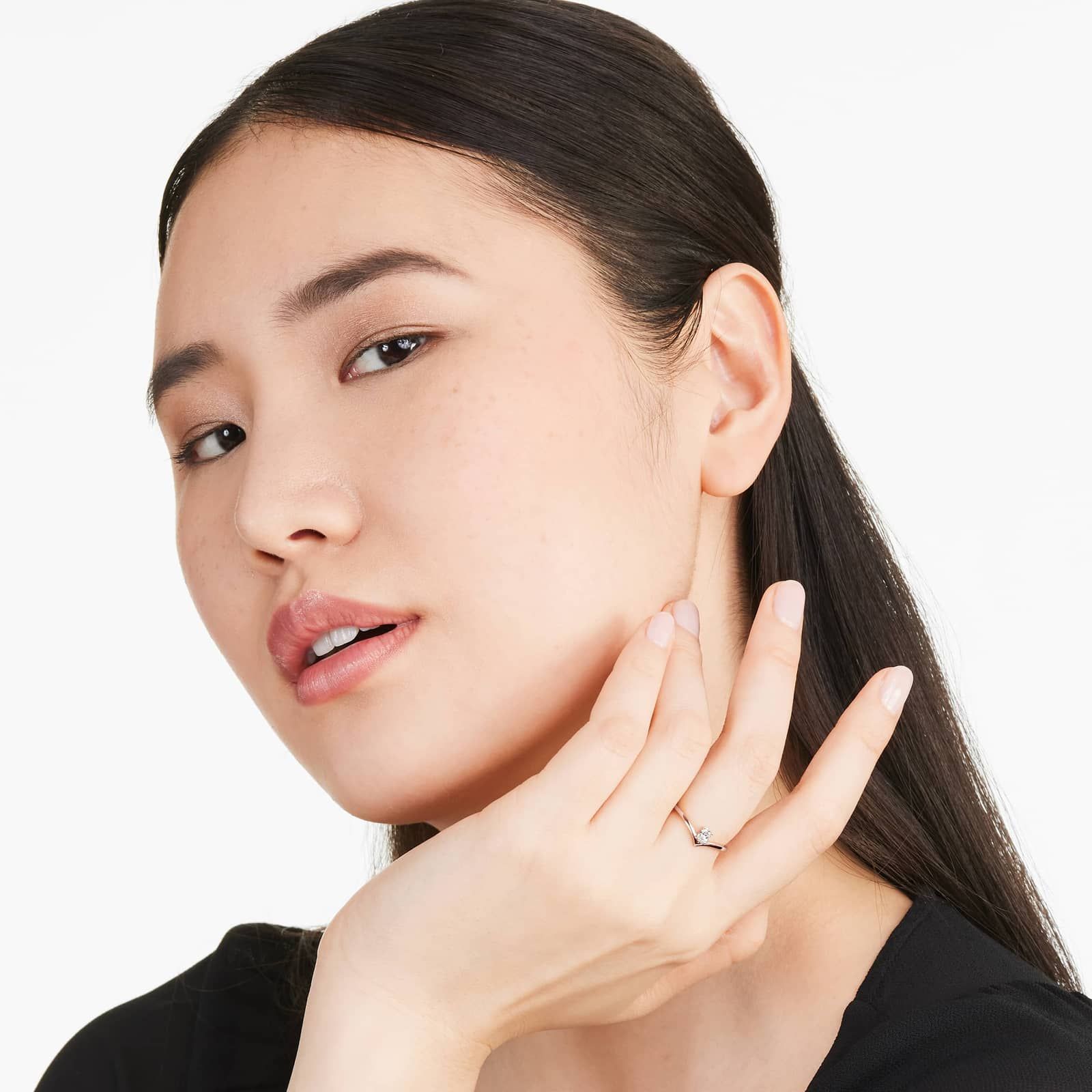 Oval Cut Diamond Pinnacle Ring In 14K Rose Gold