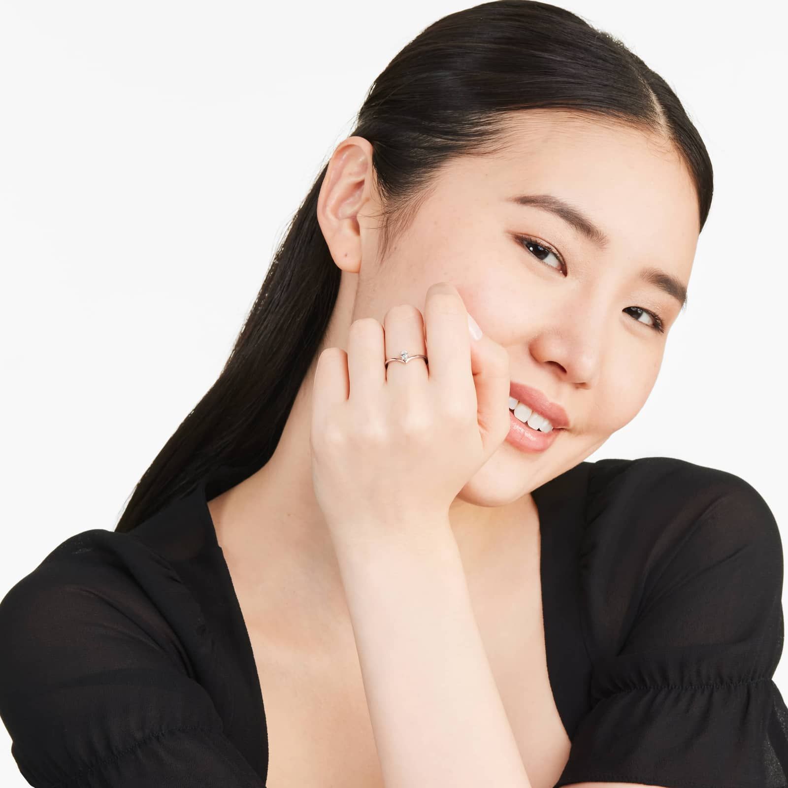 Oval Cut Diamond Pinnacle Ring In 14K Rose Gold