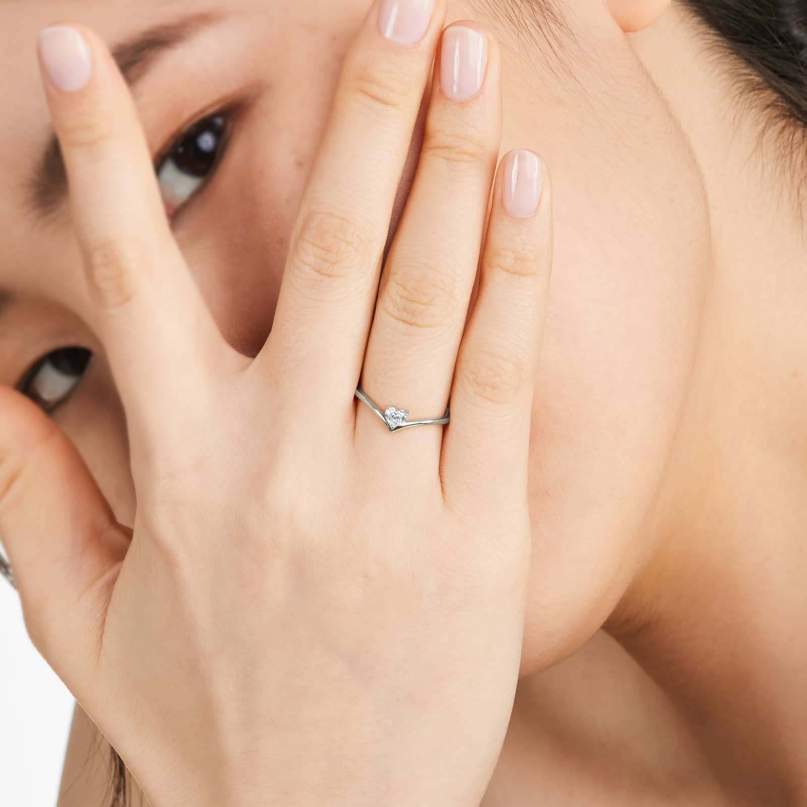 Heart Shape Diamond Pinnacle Ring In 14K White Gold