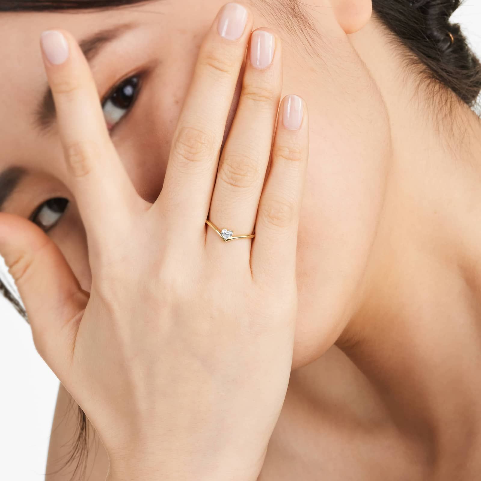 Heart Shape Diamond Pinnacle Ring In 14K Yellow Gold