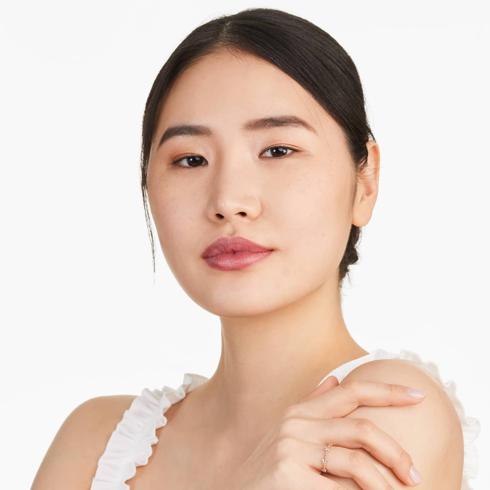 Asscher Cut Diamond Station Cable Ring In 14K Rose Gold