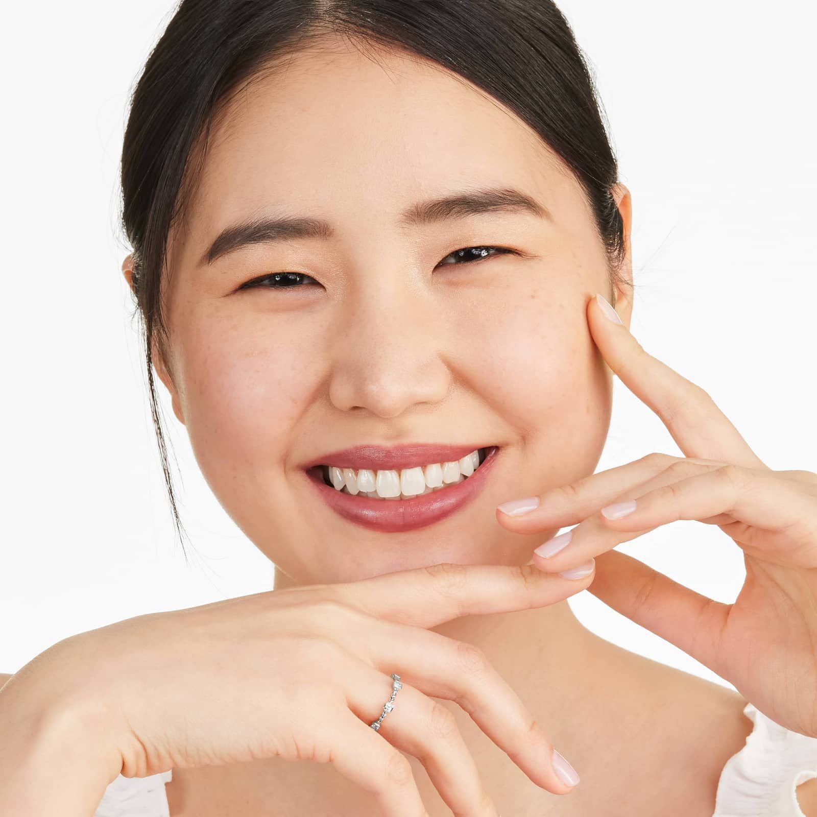 Asscher Cut Diamond Station Cable Ring In 14K White Gold