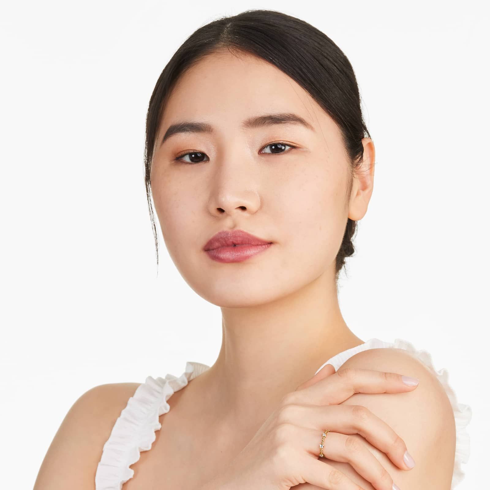 Asscher Cut Diamond Station Cable Ring In 14K Yellow Gold