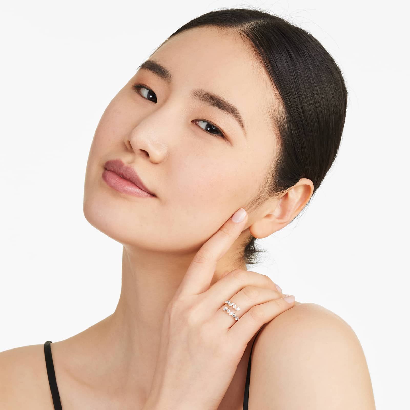 Mixed Diamond Bypass Ring In 14K Rose Gold