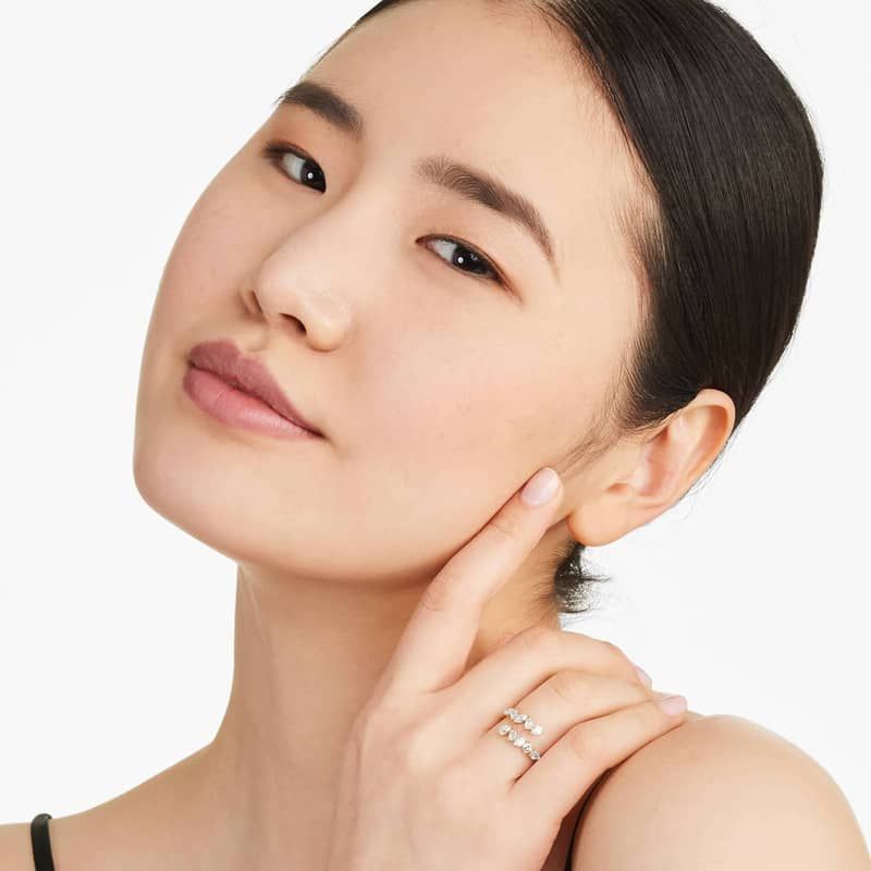 Mixed Diamond Bypass Ring In 14K Yellow Gold