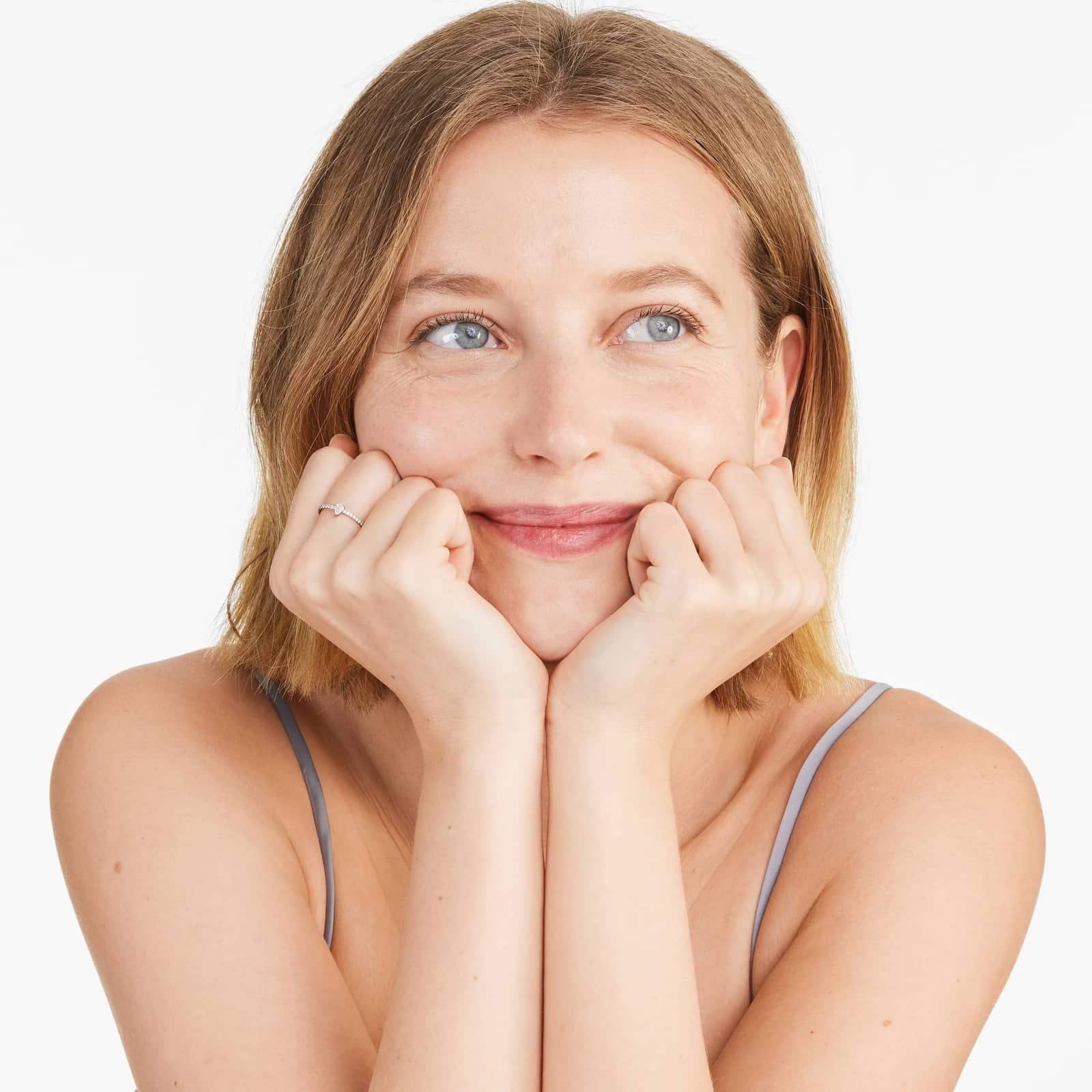 Petite Pear Shape Diamond Pavé Ring In 14K Rose Gold